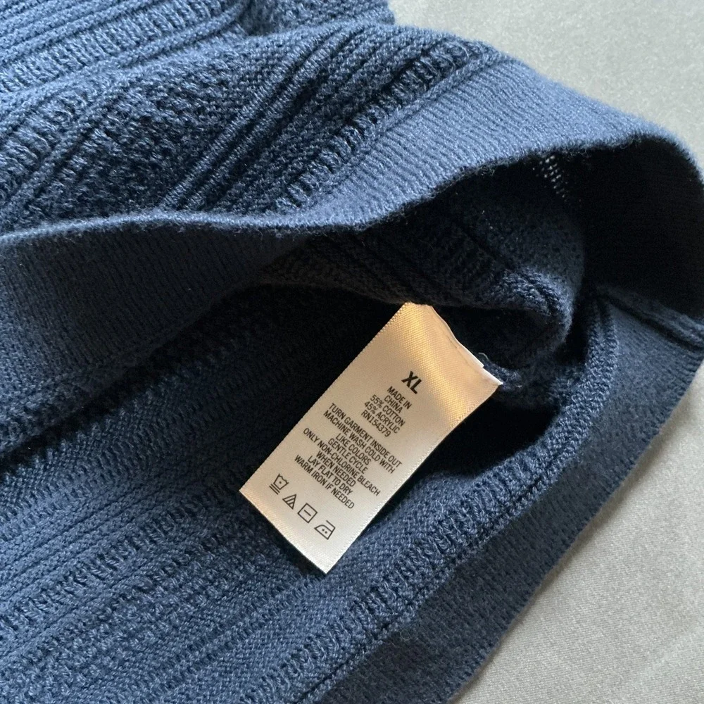 Aeropostale Mens Textured Knit Short Sleeve Sweater Navy Blue XL 145122